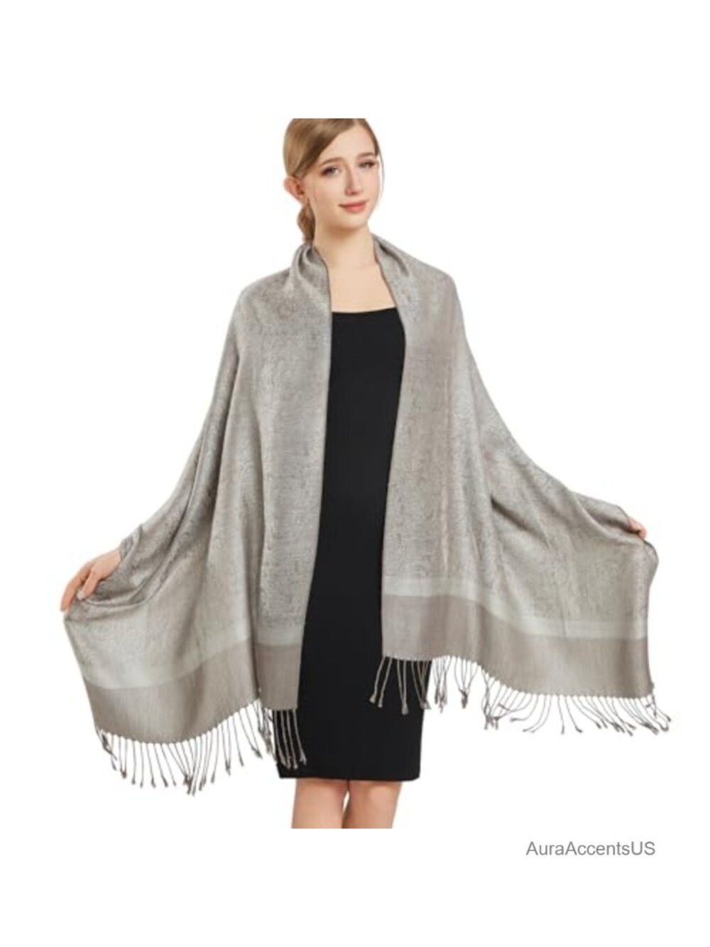 Silky Paisley Pashmina Shawl Wrap Double-side Jacquard Travel Evening Scarf
